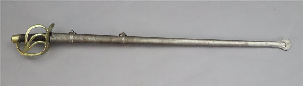 An French heavy cavalry sword, overall length 46in.